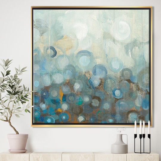 Designart - Blue and Bronze Dots on Glass II